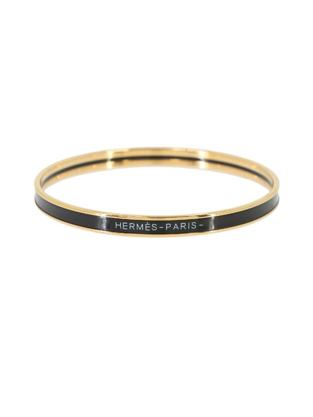 Hermes Uni Enamel Bangle Black Gold Uni Email Bracelet